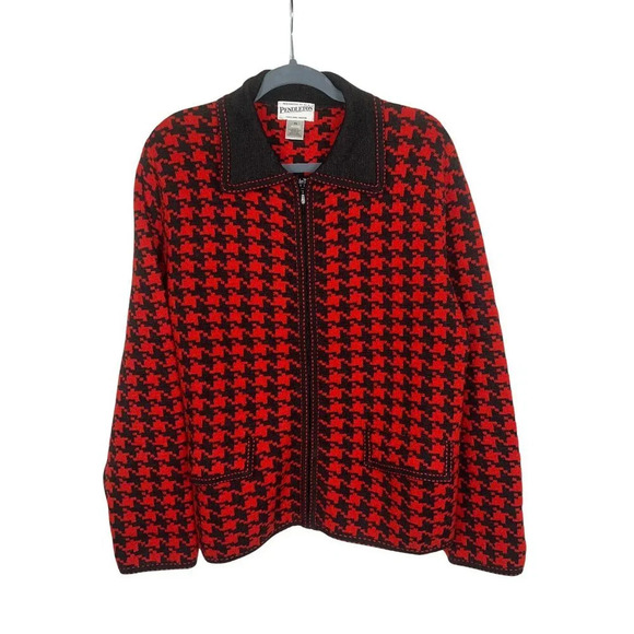 Pendleton Merino Wool Herringbone Coastal Grandma Classic Cardigan Sweater XL - Picture 1 of 11